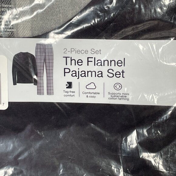 SONOMA Goods For Life 2 Pc Men XXL Pajama Set Black Plaid Pans Long Sleeve Shirt - Picture 4 of 4